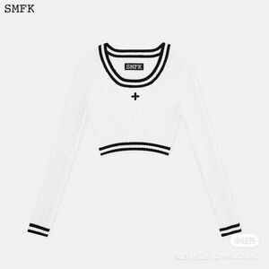 SMFK White Ribbed Long Sleeve Crop Top